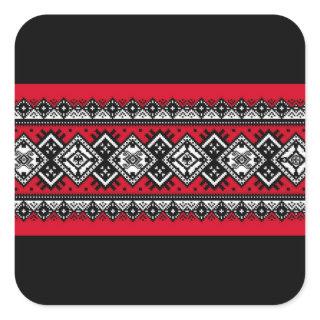 Red Embroidery Square Sticker