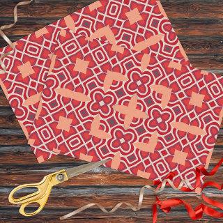 Red Ethnic Bohemian Arabesque Geometric Pattern Tissue Paper