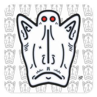 Red eyes pointy ears vampire-like creature v1.1 square sticker
