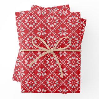 Red Fair Isle Sweater Knit Pattern Christmas  Sheets