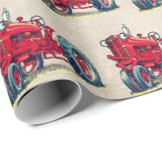 Red Farm Tractor with Eyeballs