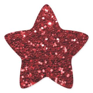 Red Faux Glitter Star Sticker