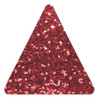 Red Faux Glitter Triangle Sticker