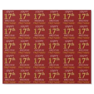 Red, Faux Gold "HAPPY 17th BIRTHDAY"