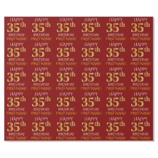 Red, Faux Gold "HAPPY 35th BIRTHDAY"