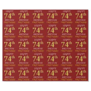 Red, Faux Gold "HAPPY 74th BIRTHDAY"