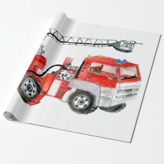 Red fire engine, fire truck illustration
