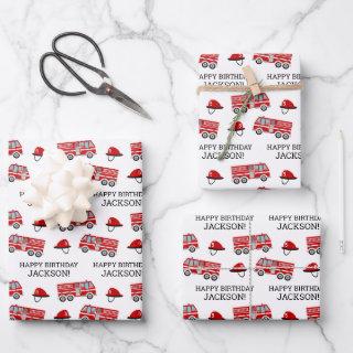 Red Fire Truck and Hat Personalized Birthday  Sheets