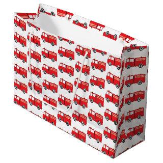 Red Fire Truck Pattern Large Gift Bag
