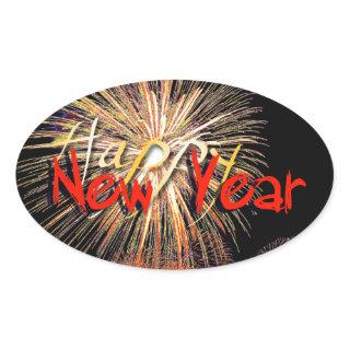 Red Fireworks Happy New Year 2022 O Sticker