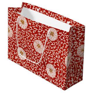 Red Floral Vibrant Ornate Classic Pattern Large Gift Bag