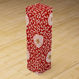 Red Floral Vibrant Ornate Classic Pattern Wine Box