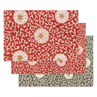Red Floral Vibrant Ornate Classic Pattern  Sheets