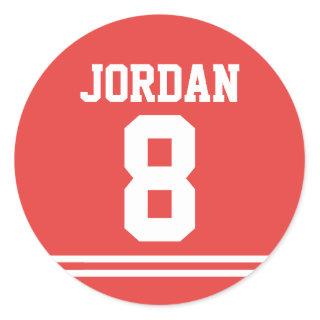 Red Football Jersey - Sports Theme Birthday Party Classic Round Sticker