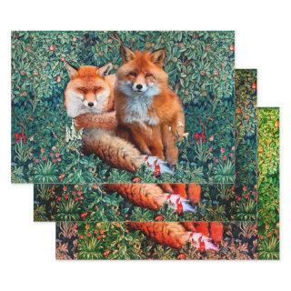 RED FOXES AMONG GREENERY, FOLIAGE AND FLOWERS  WRA  SHEETS