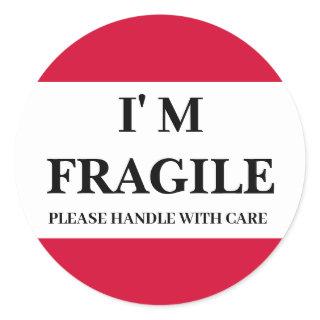 Red Fragile Label Round Sticker