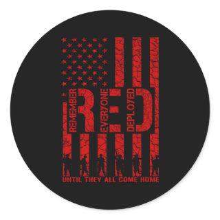 Red Friday Remember Everyone Deployed Classic Round Sticker