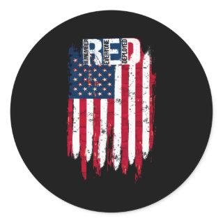 Red Friday Remember Everyone Deployed Classic Round Sticker