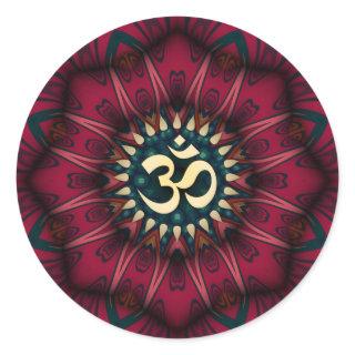 Red Geometry Golden Aum Spiritual Art Sticker
