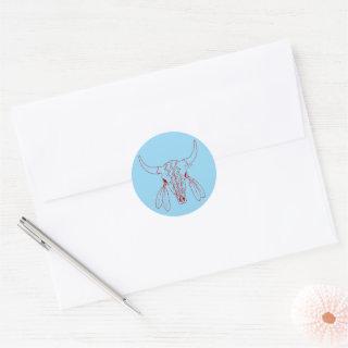 Red Ghost Dance Buffalo blue round small stickers