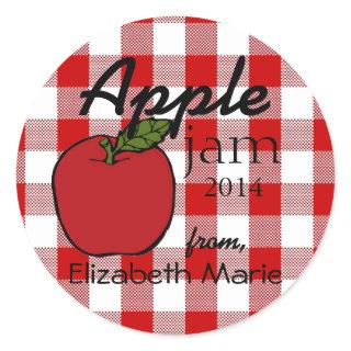 Red Gingham-Apple Jam Classic Round Sticker