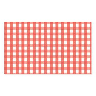 Red Gingham Check Pattern Rectangular Sticker