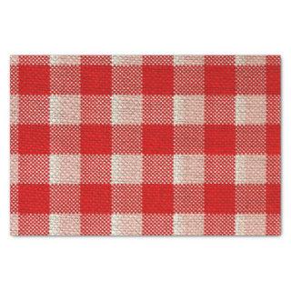 Red Gingham Checkered Pattern Burlap Look Tissue Paper