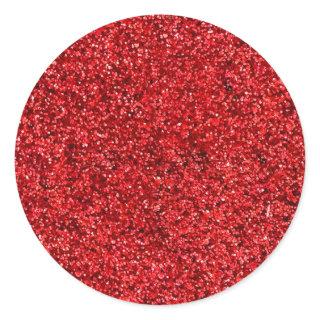 Red Glitter Classic Round Sticker