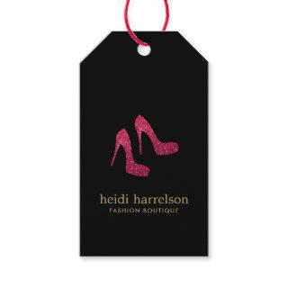 Red Glitter Heels Boutique Fashion Black Gift Tags