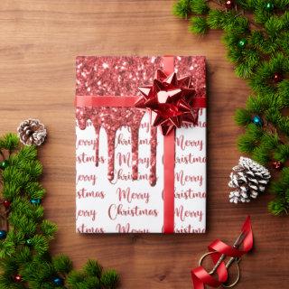 Red glitter merry christmas