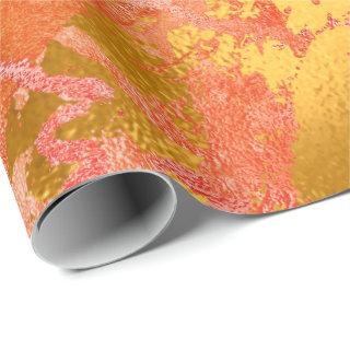 Red Gold Abstract Peach Marble Shiny Metallic