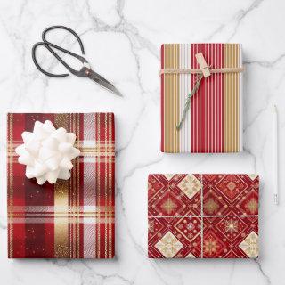 Red Gold Christmas Tartan Pattern#7 ID1009  Sheets