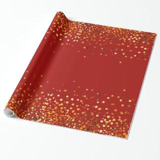 Red Gold Glitter Confetti Faux Foil