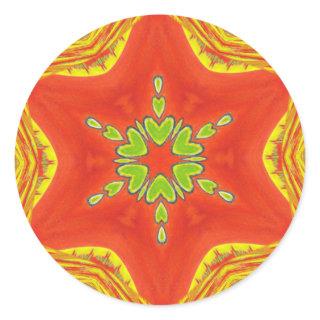 Red Gold Green Mandala Art Print Classic Round Sticker