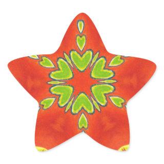 Red Gold Green Mandala Art Print Star Sticker