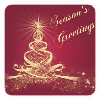 Red, Gold  Lighted Tree Season's Greetings Sticker