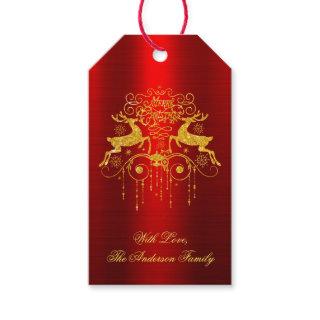 Red Gold Merry Christmas Gift Tags