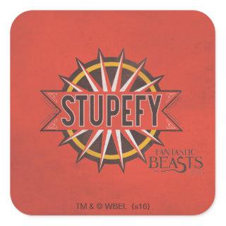 Red & Gold Stupefy Spell Graphic Square Sticker