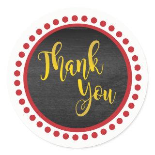 Red Gold Thank You Classic Round Sticker