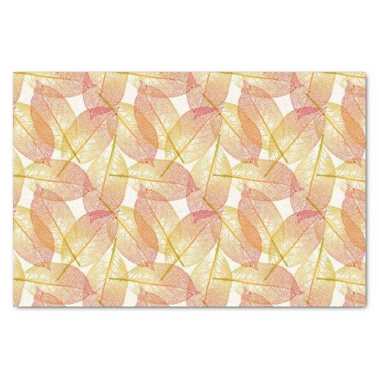 Red Gold Yellow Leaves Autumn Season Art Pattern Tissue Paper