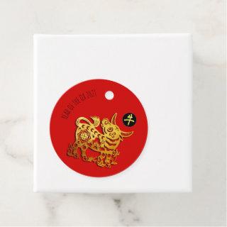 Red Golden Ox Papercut Chinese New Year 2021 RTag Favor Tags