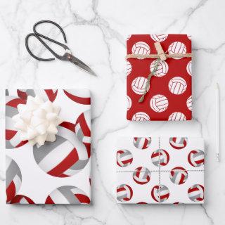 red gray team colors volleyball 3 pc coordinating  sheets