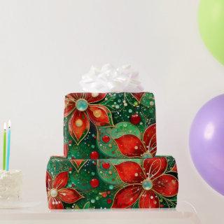 Red green and Gold Glittery Christmas Pattern