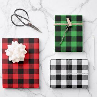 Red Green and White Buffalo Check Christmas  Sheets