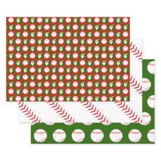 Red & Green Baseball & Santa Matching Christmas  Sheets