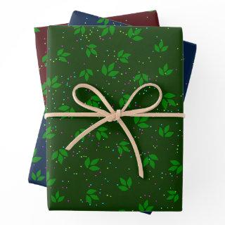 Red Green Blue Festive Seasonal Leaf Pattern  Sheets