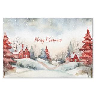 Red Green Christmas Pine Trees Woodlands Tissue Paper