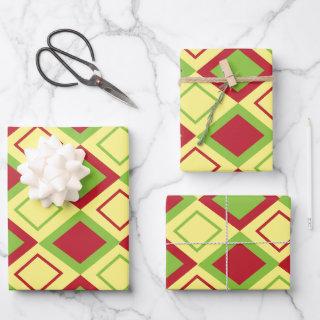 Red Green Diamond Geometric Pattern  Sheets