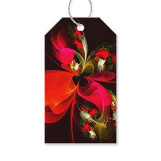 Red Green Floral Modern Abstract Art Pattern #02 Gift Tags