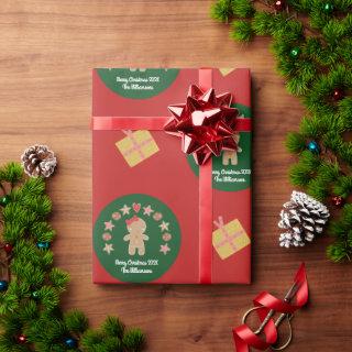 Red Green Gingerbread Cookie Custom Name Script